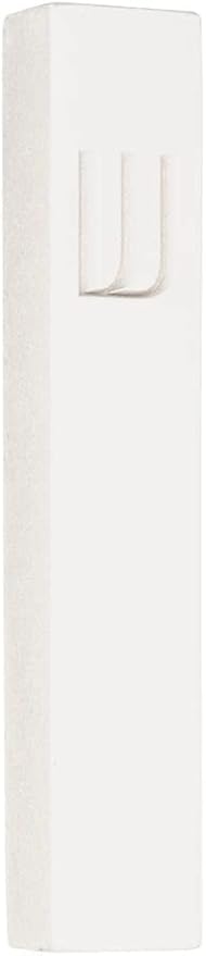 A&S Mezuzot Modern Concrete Mezuzah Case with Scroll, Easy Peel and Stick Mezuza (White+ Engraved Shin, 9 Inches)