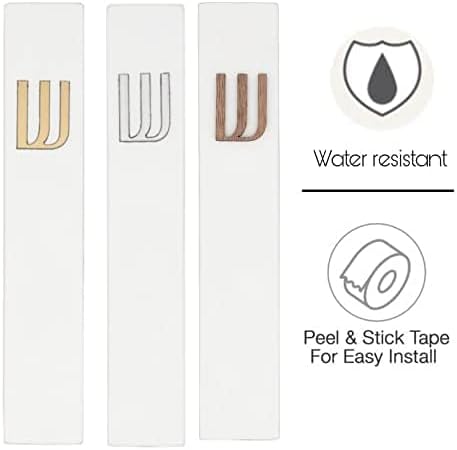 A&S Mezuzot Modern Concrete Mezuzah Case with Scroll, Easy Peel and Stick Mezuza (White+ Wood Shin, 9 Inches)