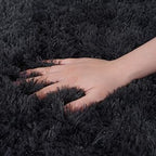 Small Rugs for Bedroom, Fluffy 2x3 Rug Throw Non Slip for Bedside Dorm Kids Room, Plush Comfy Shag Carpet for Home Decor Aesthetic, Charcoal Gray