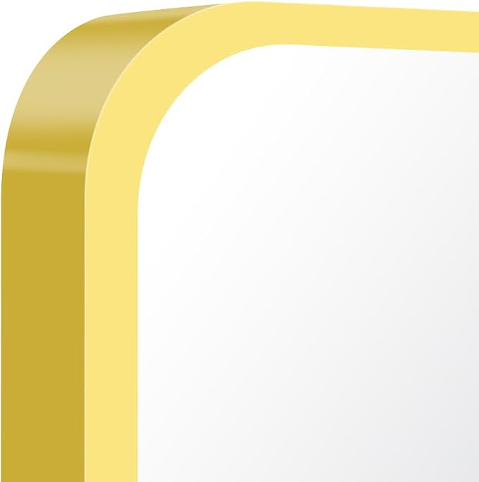 Gold Bathroom Mirror,24x48 inch Wall Mirror for Bathroom Wall Mounted,Round Rectangle Mirror for Bathroom Over Sink,Modern Frame for Home Decor Living Room,Bedroom Entryway,Horizontal/Vertical