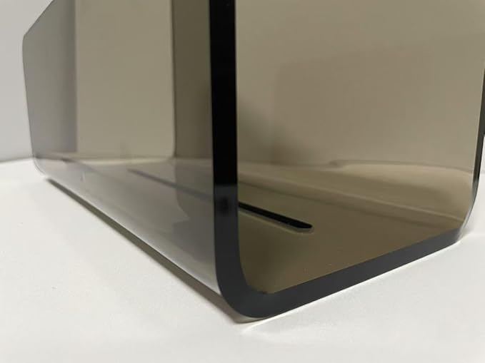 Magazine Holder, Brown Clear Acrylic with Stainless Steel Handle, Tabletop Display Stand