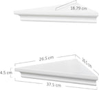AHDECOR White Corner Shelves, Stylish Wall Mounted Corner Shelf for Space-Saving Storage in Living Room, Bedroom, and Office, Set of 2