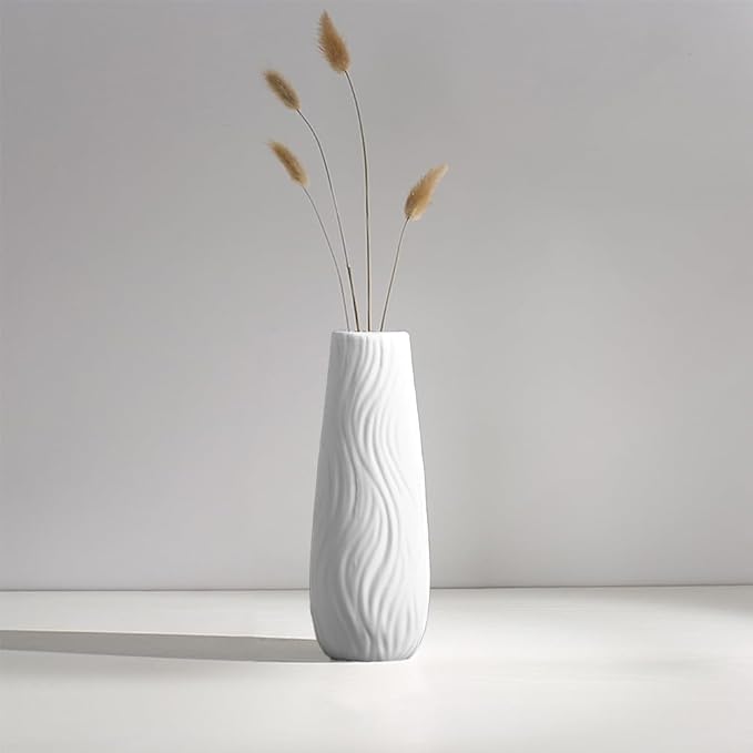 Ceramic Vase, 8" H, Artistic Flower Vase Classic Style for Fireplace Bedroom Kitchen Living Room Centerpieces Office Desk, Fit for Holding Dried Flowers, Artificial Flowers, Floral Arrangement
