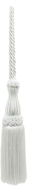 DÉCOPRO Decorative Silky 5" (12.5cm) Key Tassel 5" (12.5cm) Loop (Style# SKT) Pure White #A1 (Bright White) Set of 2
