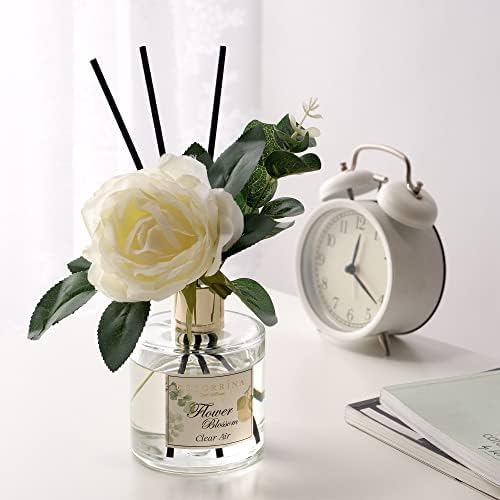 Cocorrina Reed Diffuser Set, Flower Reed Diffuser Clear Air 6.7 oz, Scented Diffuser with Sticks Home Fragrance Essential Oil for Bathroom Shelf Decor, Living Room, Large Room, 1pack