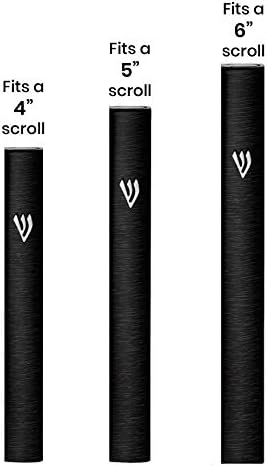 A&S Mezuzot Aluminum Mezuzah Case with 3D Painted Shin Design Easy Peel and Stick Judaica Door Mezuzah for Parchment Scroll (Black, 7 Inches)
