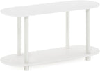 Furinno Turn-N-Tube No Tools Modern Oval Side Table, White/Virgin White