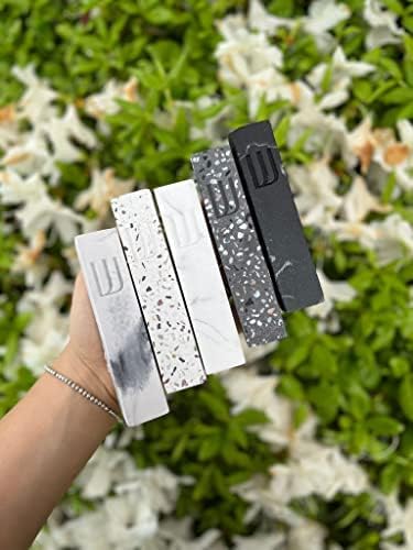 A&S Modern Stone Mezuzah Case Design, Mezuza Cover for Scroll Protection, Easy Peel and Stick Houswarming Gift and Home Blessing (Terrazzo Blue/Green, 6 Inches)