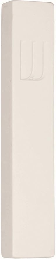 A&S Mezuzot Modern Concrete Mezuzah Case with Scroll, Easy Peel and Stick Mezuza (Ivory+ Engraved Shin, 9 Inches)