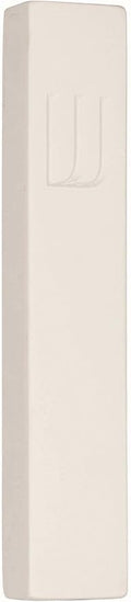 A&S Mezuzot Modern Concrete Mezuzah Case with Scroll, Easy Peel and Stick Mezuza (Ivory+ Engraved Shin, 7 Inches)