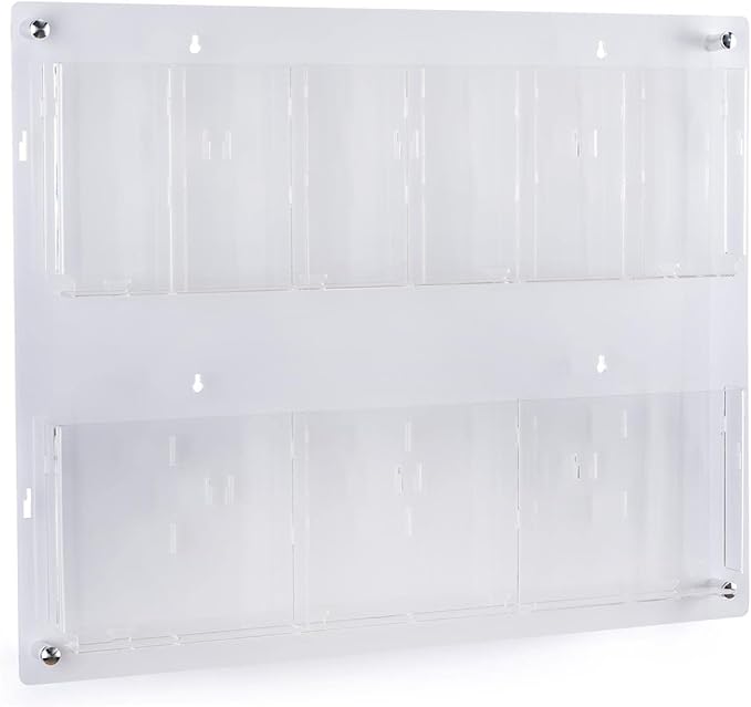 Displays2go 2-Tiered Acrylic Literature Wall Rack, Adjustable, Fits Brochures and Magazines - Clear (2RP6CLR)