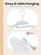 HOUSE DAY Grey Plastic Hangers 50 Pack, Slim Space Saving, Non Slip Hangers with Rubber Pads, Sturdy Heavy Duty Coat Hanger for Closet, S-Shaped Clothes Hanger for Shirt, Suit, Pant, Skirt