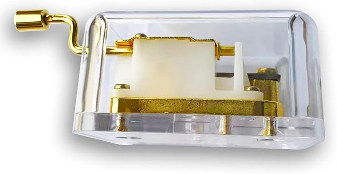 BinkeGG Play (Love Story (Where do I Begin)) Clear Acrylic Hand Crank Music Box with Sankyo Musical Movement (65 Tunes Option)