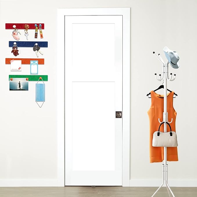 Cork Board for Walls - 8 Pack Felt Pin Board Bar Strips - Self-Adhesive Lightweight Bulletin Board - Cork Board for Office with 40 Push Pins No Damage for Wall (Orange Red)