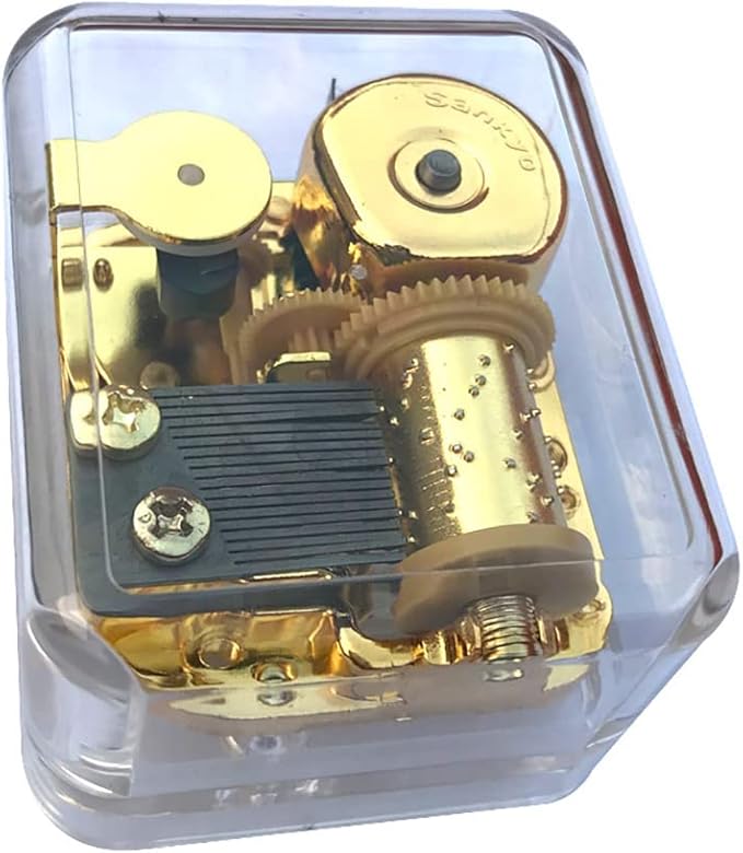 BinkeGG Play (Let It Go) Clear Acrylic Wind up Music Box with Sankyo Musical Movement (65 Tunes Option)