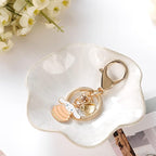 2PCS Lotus Leaf Shape Ring Holder Dish, Small Key Bowl, Ceramic Trinket Tray Jewelry Dish Organizing Necklace Earrings for Mom Friend Sister, All Jewelries Are NOT Included.White+Deep Blue.