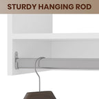 ROOMTEC Modular Closet System, 84" Wall-Mounted Closet Organizer with Hanging Rods, Modern Wooden Tower for Walk-In Closets, Wardrobe Storage Kit, White