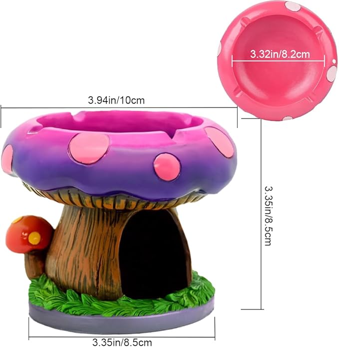 Cute Mushroom House Ashtrays with Storage - Cool Ashtrays for Weed Smokers and Bong Users with Smoking Accessories Collection(Mushroom Ashtray)