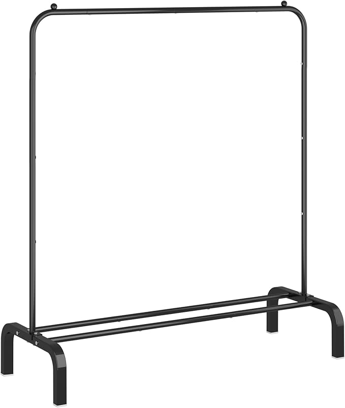 Clothes Rack Metal Clothing Rack with Bottom Shelf Garment Rack for Hanging Clothes Shirts Jeans and Coats Black