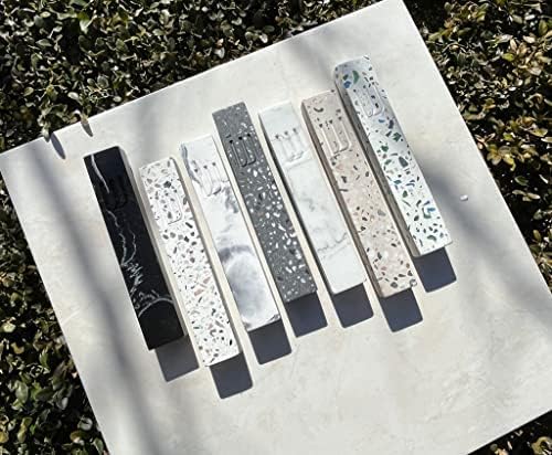 A&S Mezuzot A&S Modern Stone Mezuzah Case Design, Mezuza Cover for Scroll Protection, Easy Peel and Stick Houswarming Gift and Home Blessing (Terrazzo Blue/Green, 7 Inches)