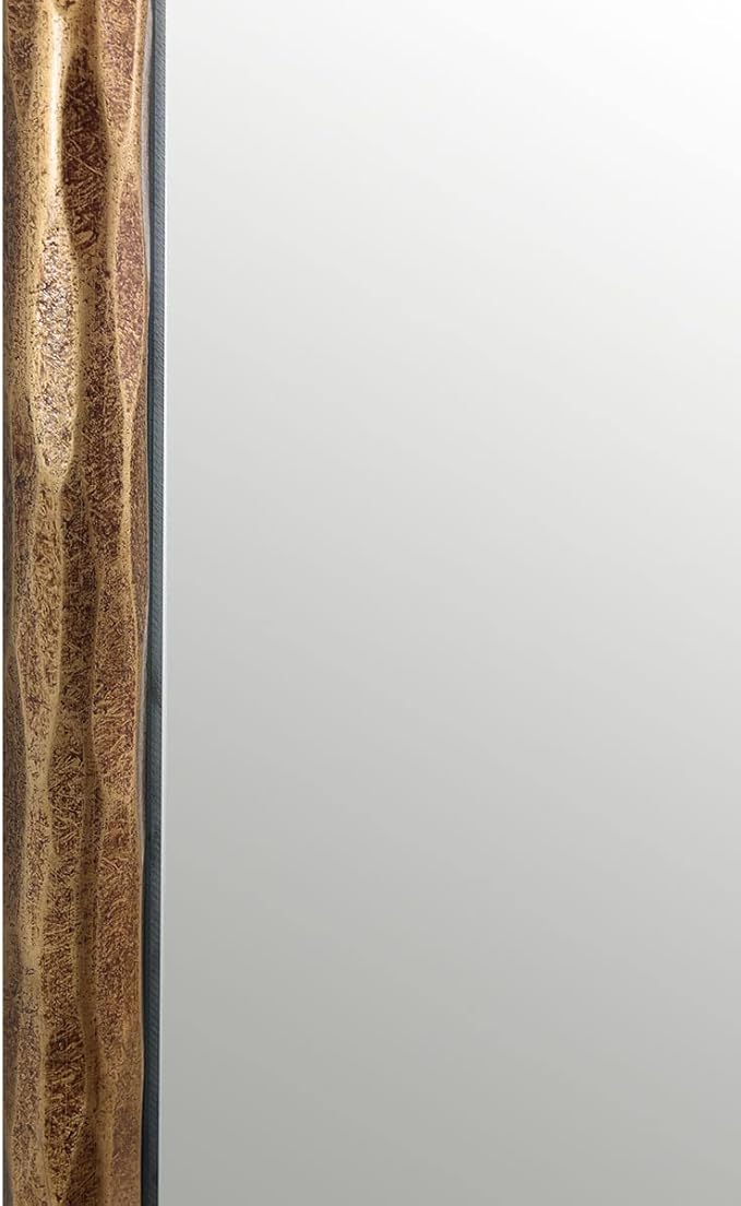 ANDY STAR Hand-Forged Gold Bathroom Mirrors for Wall, 30x40 Inch Vintage Solid Steel Metal Frame Bathroom Vanity Mirror, Antique Rounded Rectangle Wall Mirror, Hangs Horizontally or Vertically