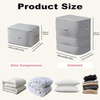 Ultra Space Saving Self Compression Organizer, 3-Layer Zipper Large Capacity Storage Bag, Thick Satin Fabric Heavy Duty Bags for Comforters Blankets Bedding Duvet (Gray, X-Large, 21x17x24in)