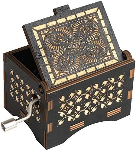 Dream Loom Wooden Music Box, Hand Cranked Laser Engraved Small Musical Boxes for Kids, Play You are My Sunshine Melody