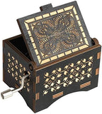 Dream Loom Wooden Music Box, Hand Cranked Laser Engraved Small Musical Boxes for Kids, Play You are My Sunshine Melody