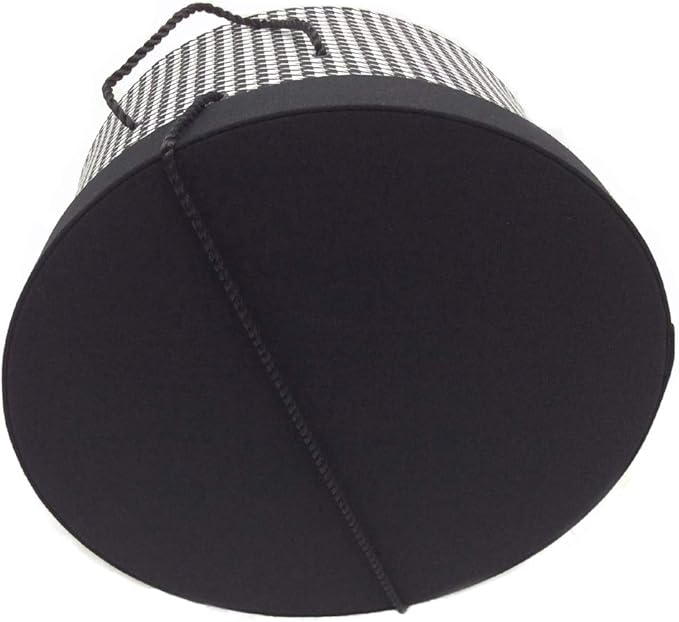 Sarah's Hat Boxes Classic Houndstooth Hat Box – 11" x 5.5" (Dia. x Ht.) Handmade in USA – Odorless Non-Toxic Adhesive, Cording Handle – Premium Storage for Hats & Accessories