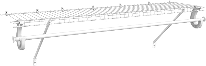 ClosetMaid 5631 SuperSlide Ventilated Shelf Kit with Closet Rod, 4-Foot x 12-Inch, White