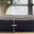 Faux Rabbit Fur Rug Machine Washable Area Rugs Black Fur Rug for Living Room Fuzzy Rugs for Bedroom Teen Room Decor Small Sheepskin 2x3 Rectangle Rugs