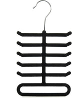 Hangerworld Single Black Flocked Tie Rack & Belt Organiser Non-Slip Coat Clothes Accessory Hanger, Metal