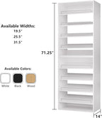ROOMTEC Modular Closet System, 19.5" Shoe Shelf Closet Tower Wall-Mounted Closet Organizer, Wooden Tower for Walk-In Closets, Wardrobe Storage Kit, White