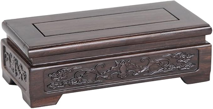 GOLDY&WENDY Solid Wood Display Stand Square Rosewood Hand-Carved Vase Lamp Buddha Statue Display Risers Home Decor Pedestal Base