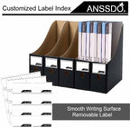 ANSSDO 12 Pack Black Cardboard Magazine Holder Premium Magazine File Holder Magazine Organizer, Magazine Storage Box, Large Volume Magazine File Organizer as Book Bins or Folder Holder for Desk