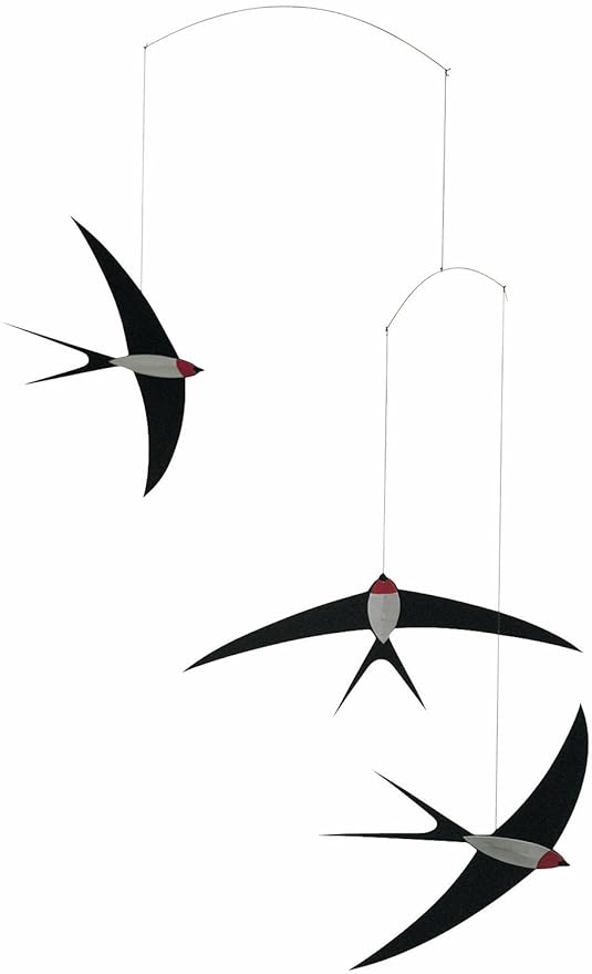 3 Swallow Hanging Mobile - 20 Inches - Premium-Grade Cardstock - Handmade in Denmark by Flensted