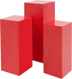 Display Pedestal Stand, Metal Display Pedestal Stands, Metal Showing Holder Pillars Display Pillars For Birthday Party Wedding 110.23 lbs Load-Bearing Capacity (Red 3 PCS)