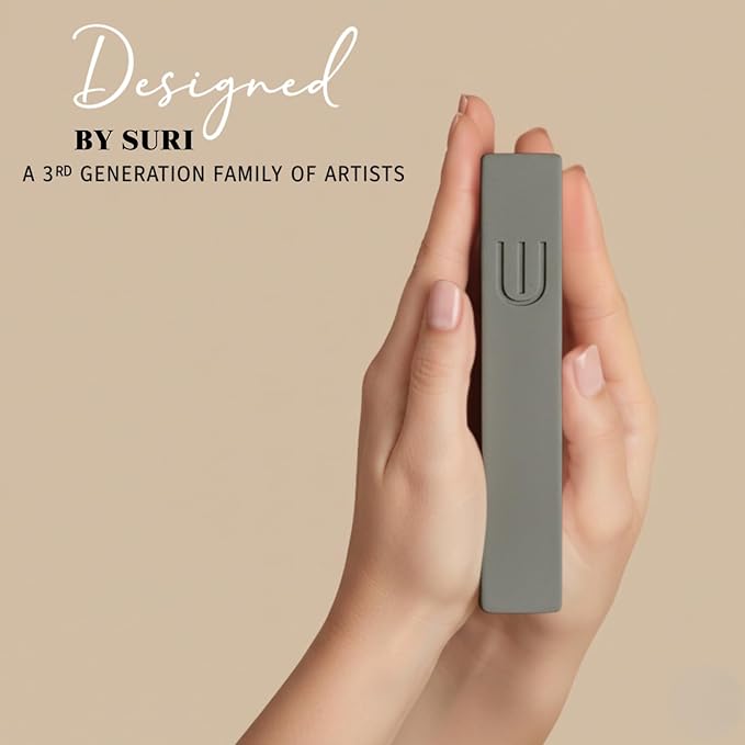 SURI Mezuzah for Door with Scroll – 7 Inch Modern Mezuzah Case with Non Kosher Scroll Included, Fits up to 6” Scroll, Easy Adhesive Installation, Gift Box Included