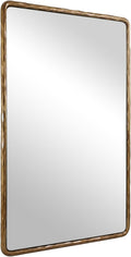 ANDY STAR Hand-Forged Gold Bathroom Mirrors for Wall, 30x40 Inch Vintage Solid Steel Metal Frame Bathroom Vanity Mirror, Antique Rounded Rectangle Wall Mirror, Hangs Horizontally or Vertically