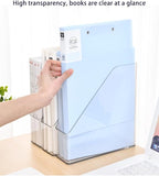 Acrylic Magazine Holder, 4 PCS File Magazine & Book Storage Rack for Office Desk, Clear Book Organizer with 3pcs Silicone Automatic Bookmarks (4)