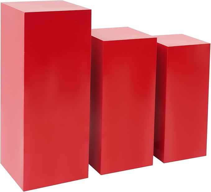 Display Pedestal Stand, Metal Display Pedestal Stands, Metal Showing Holder Pillars Display Pillars For Birthday Party Wedding 110.23 lbs Load-Bearing Capacity (Red 3 PCS)