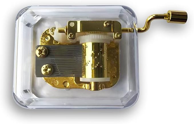 BinkeGG Play (Always with Me) Clear Acrylic Hand Crank Music Box with Sankyo Musical Movement (65 Tunes Option)