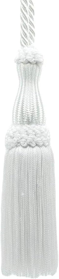 DÉCOPRO Decorative Silky 5" (12.5cm) Key Tassel 5" (12.5cm) Loop (Style# SKT) Pure White #A1 (Bright White) Set of 2
