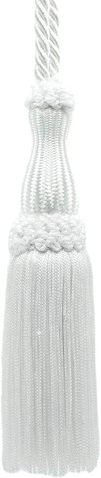 DÉCOPRO Decorative Silky 5" (12.5cm) Key Tassel 5" (12.5cm) Loop (Style# SKT) Pure White #A1 (Bright White) Set of 2