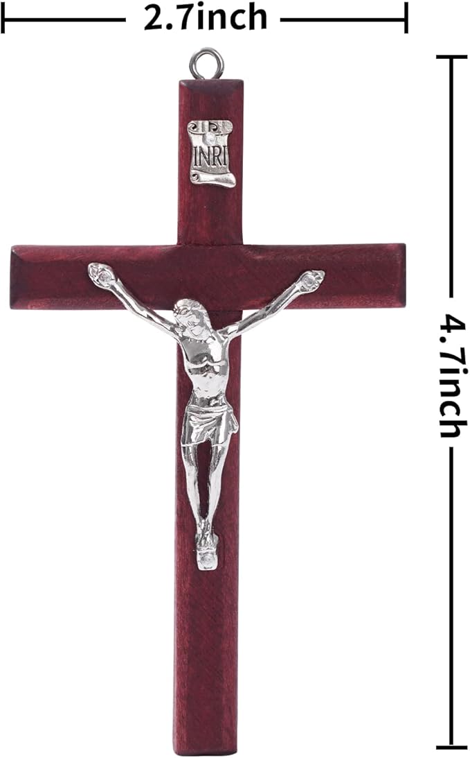 ZYFLSQ Catholic Crucifix Wall Cross 6 Pack, 4.7 inch Small Catholic Wooden Jesus Cross for Home Decor, Hanging Cross for Wall