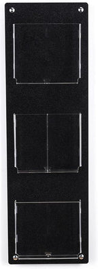 Displays2go Tiered Magazine Holder for Wall, 3-6 Adjustable Pockets, Frameless Acrylic - Black (2RP3BLK)