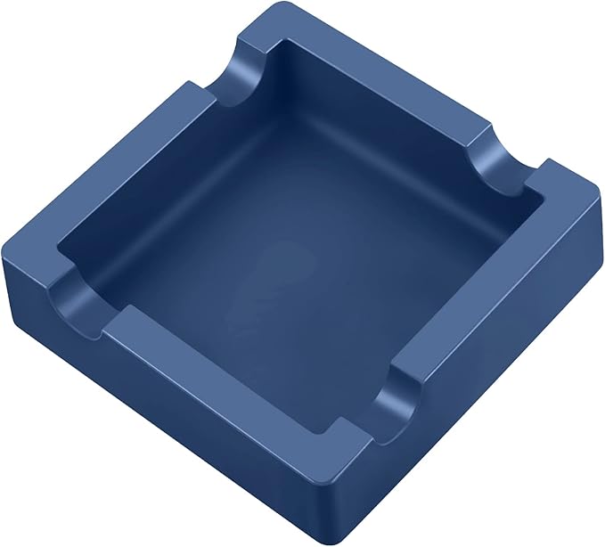 Cigar Ashtray with Large Wide Rests Suit for Any Gauge Cigars,Silicone Cigar Ashtrays for Outdoors Indoor Patio Outside,Unbreakable/Burn-resistant/Non-slip Ashtray (Navy Blue)