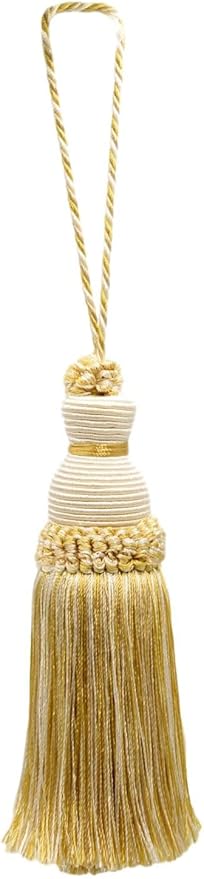 DÉCOPRO Decorative 5 inch Key Tassel, Light Gold, Ivory Imperial II Collection Style# IKTJ Color: Ivory Gold - 2523