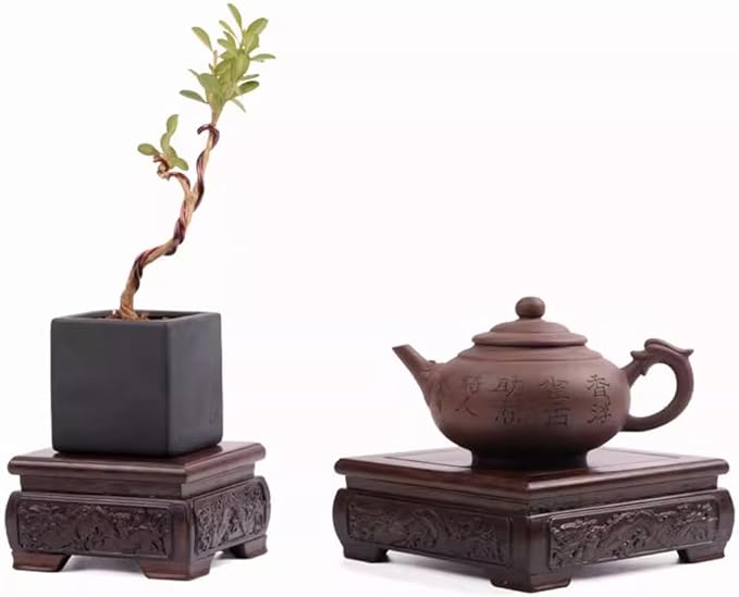 GOLDY&WENDY Oriental Furniture Decor Stand Square Indoor Wooden Vase Plant Teapot Pedestal Display Risers Home Decor Base
