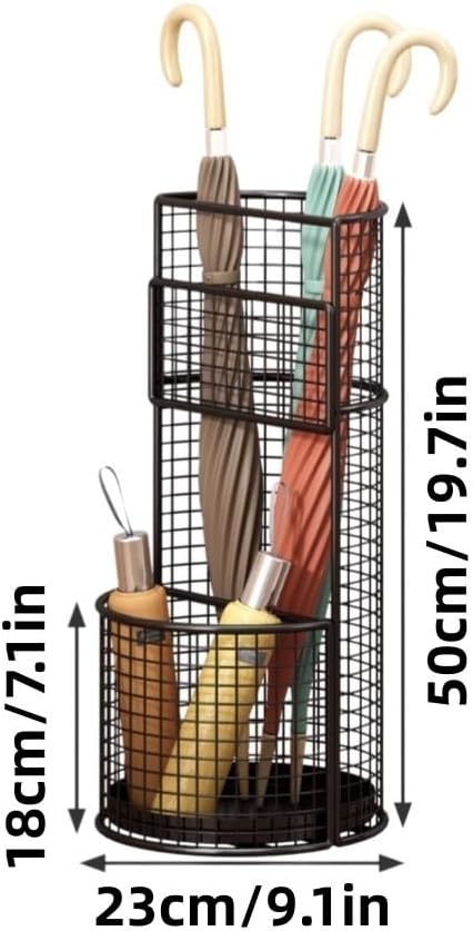 Umbrella Stand, Metal Umbrella Storage Rack, Umbrella Bucket with Drain Tray, Hollow Drain Rack for Entrance, Balcony, Shopping Mall(Gold)